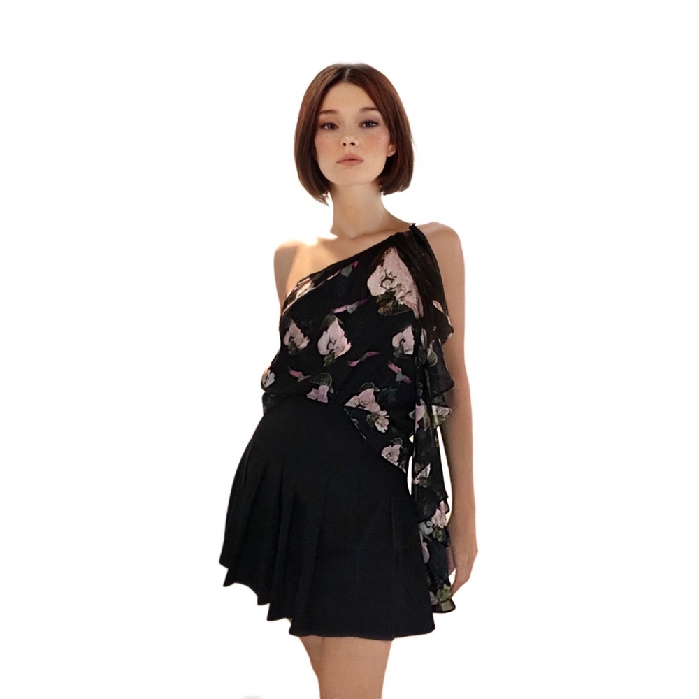 Aqua One-Shoulder Blouse